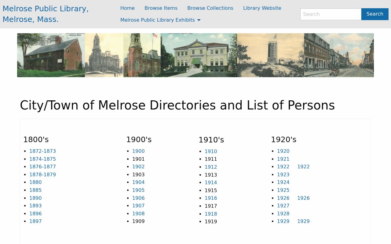 Melrose residents directory digitized historical directory volumes