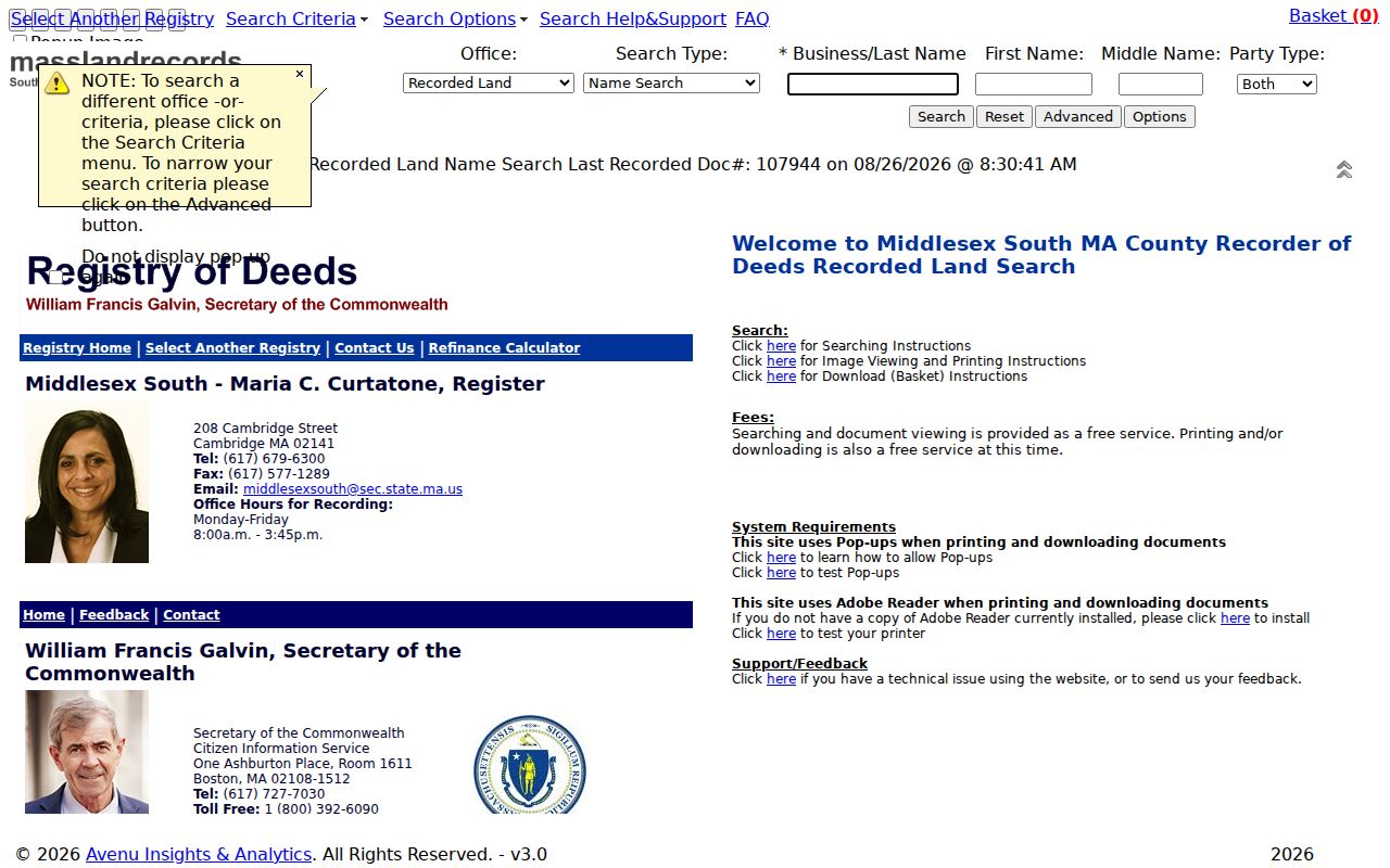 Melrose residents directory Middlesex South recorded-land search