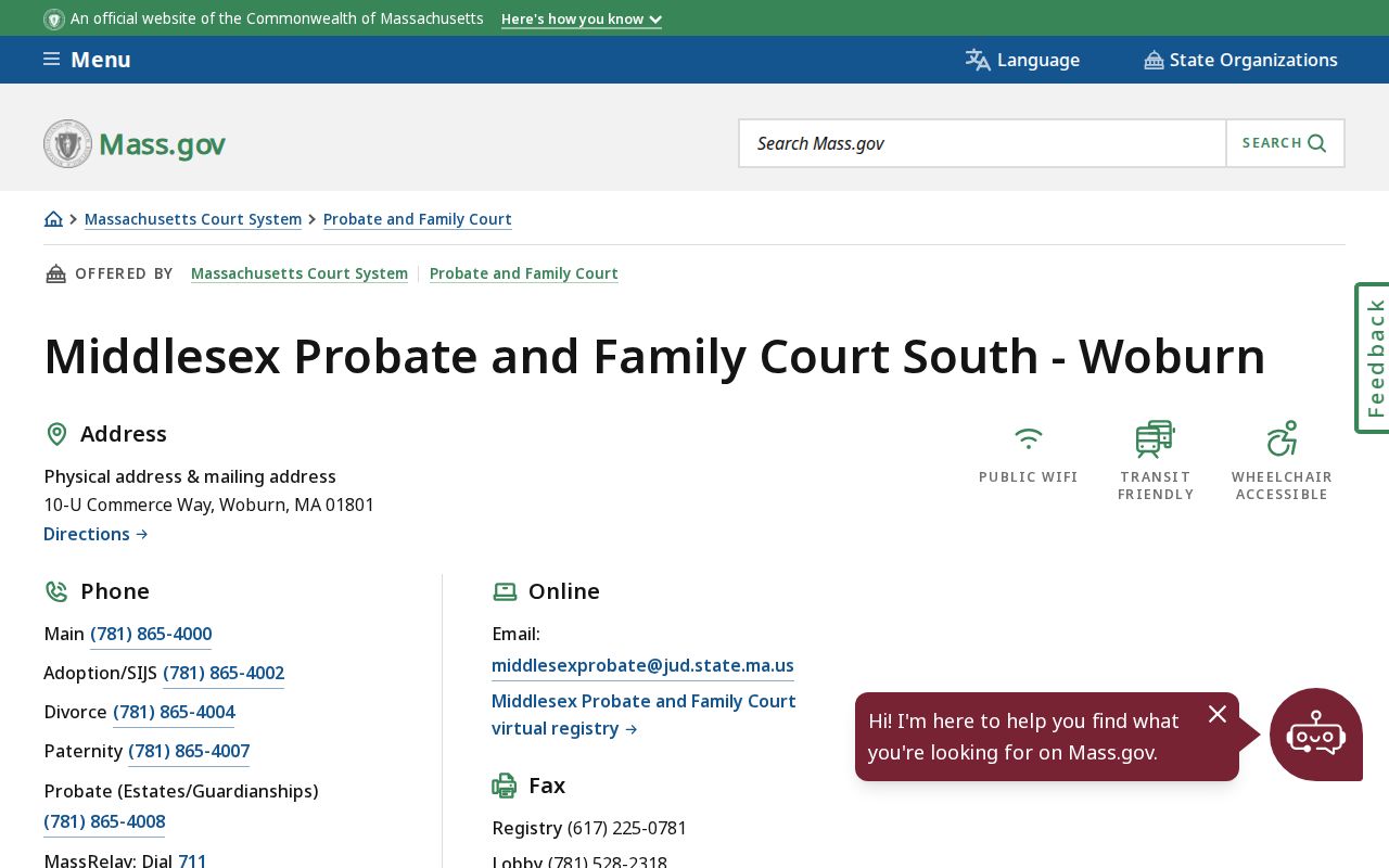 Melrose resident lookup Middlesex Probate and Family Court South-Woburn access information
